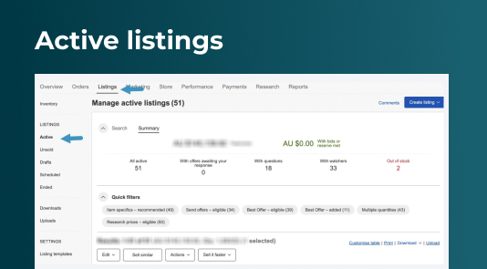 List of active listings