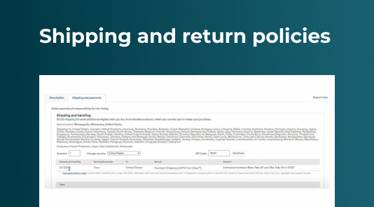 Policies for shipping and returns on eBay