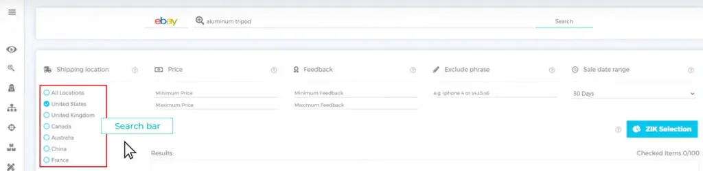 Enter in your product description, and hit search