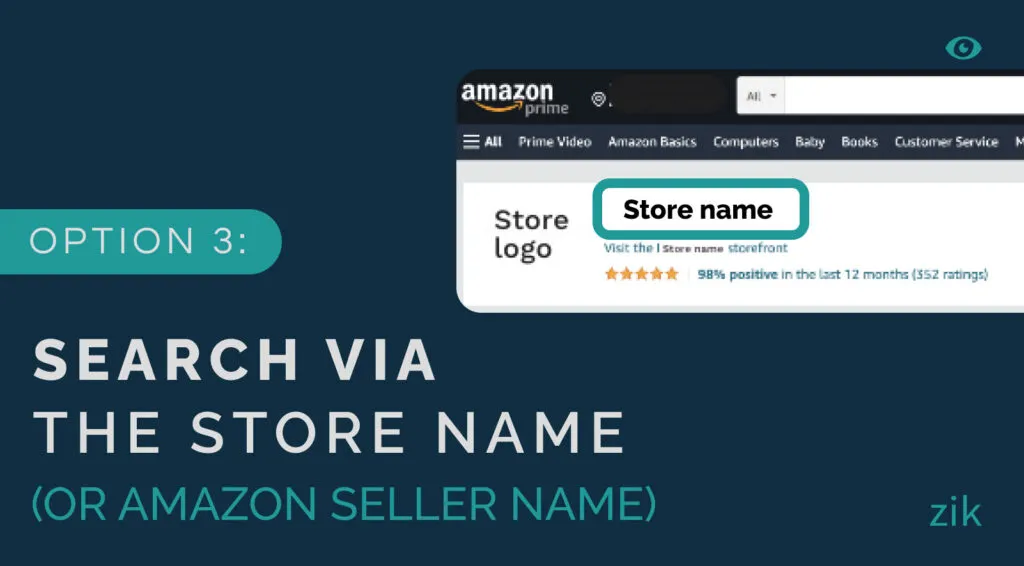 Search via the Store Name (or Amazon Seller Name)