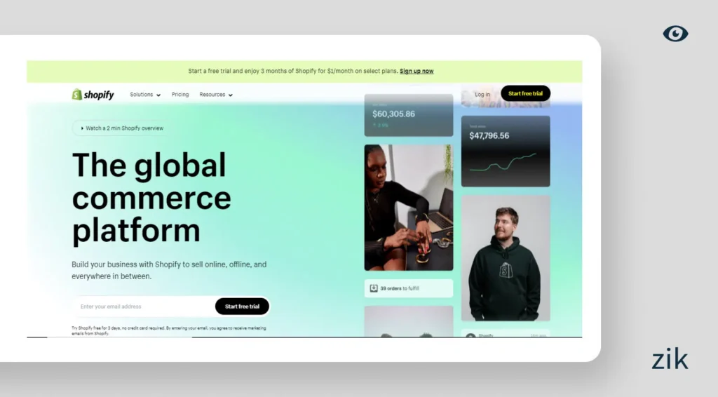 Sign Up on Shopify