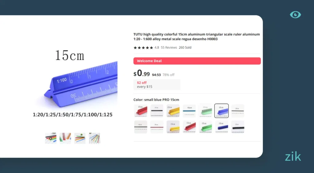 aliexpress product sample Aluminum Architect Triangular Ruler