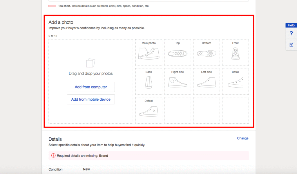 choose photo for eBay listing
