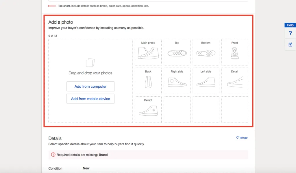 choose photo for eBay listing