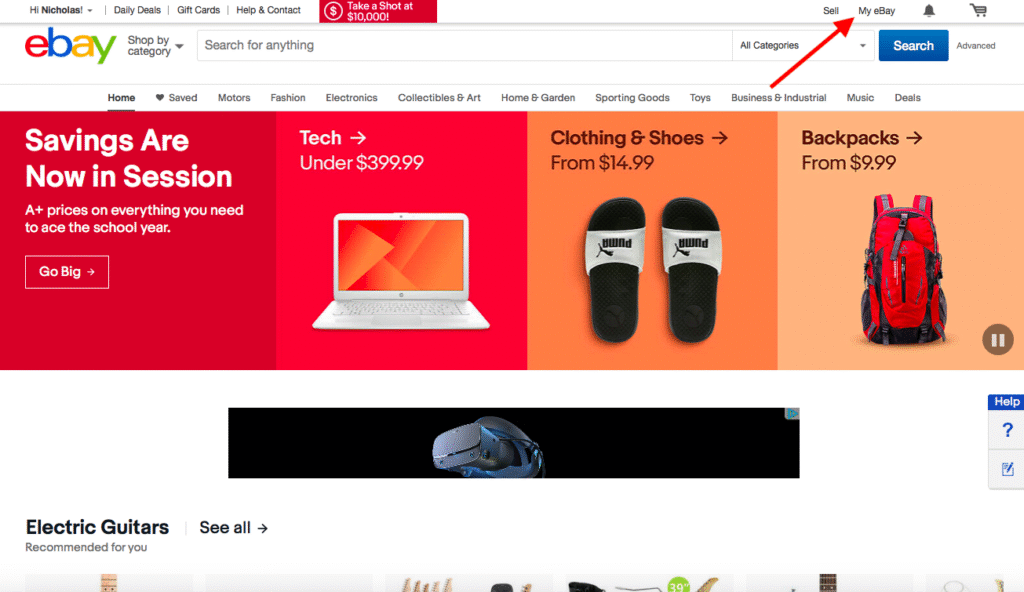 go to “My eBay”