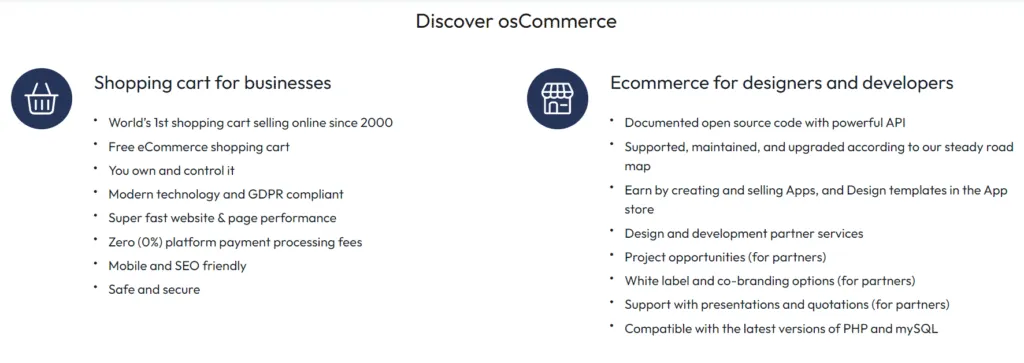 osCommerce Features