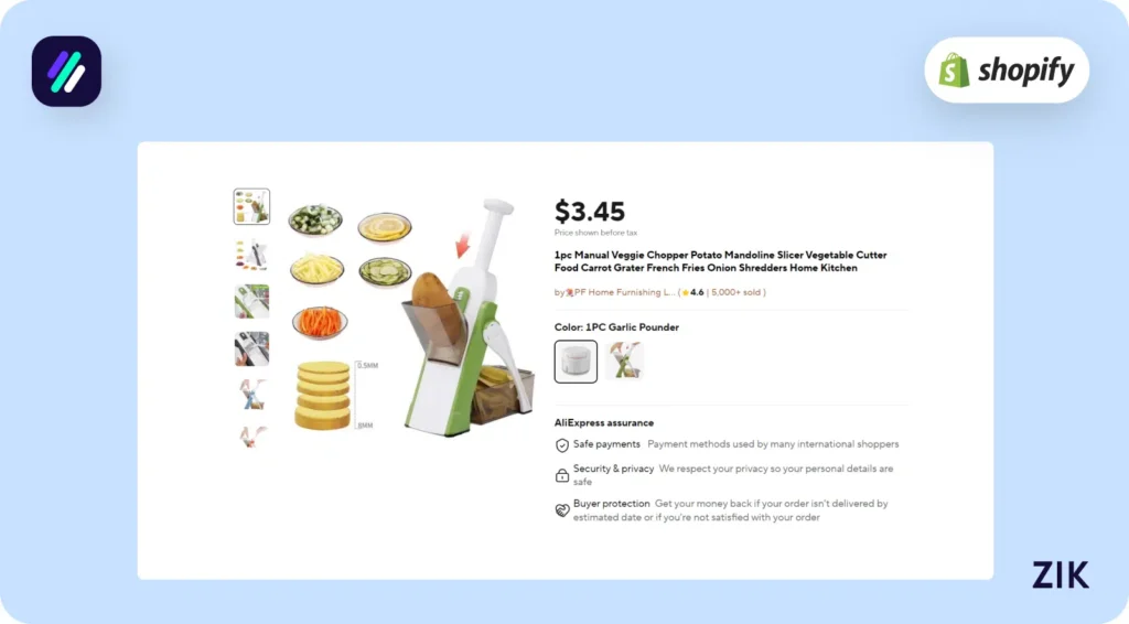 potential suppliers for the 'vegetable slicer' product