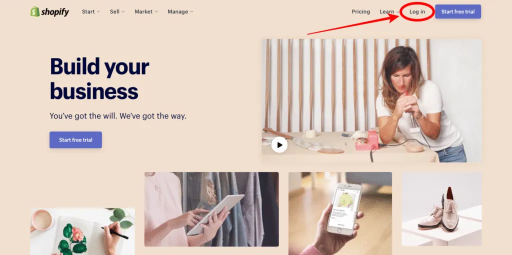 Log in to your store