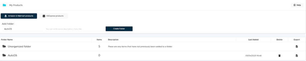 Once you click “Create Folder”, the folder will appear.