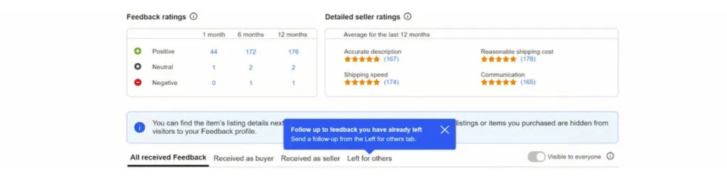 Review your detailed seller rating