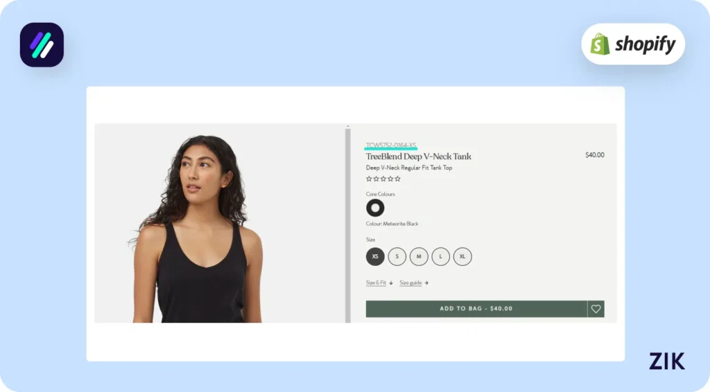 SKU on Shopify