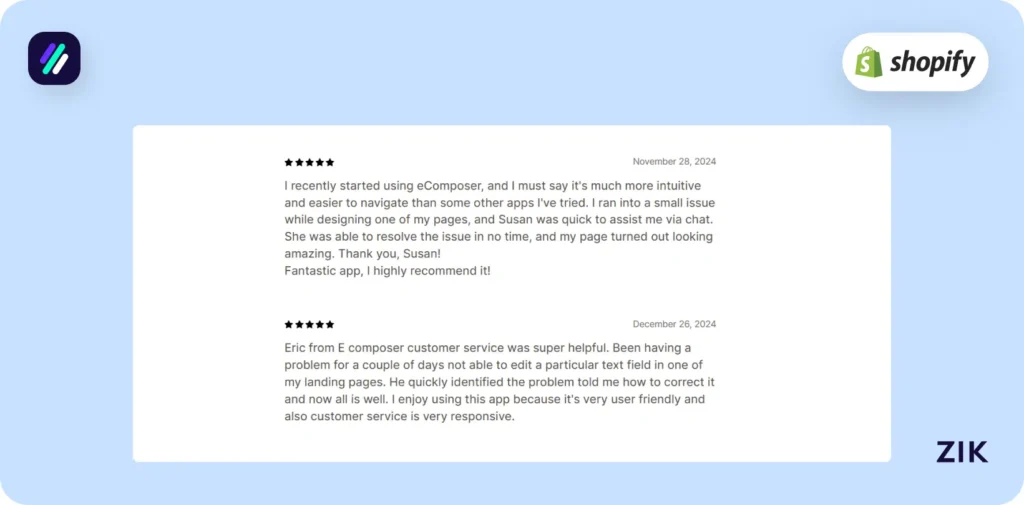 Shopify Page Builder Apps Ecomposer reviews