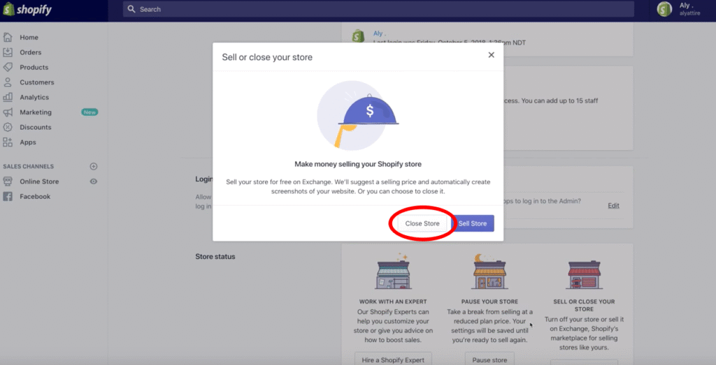 click Close Store
