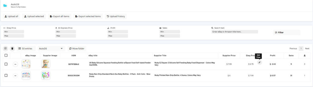 edit eBay price