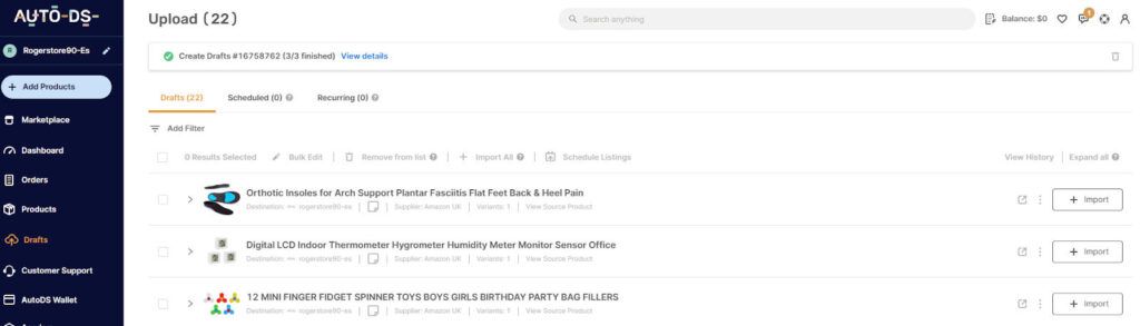 find uploaded listings