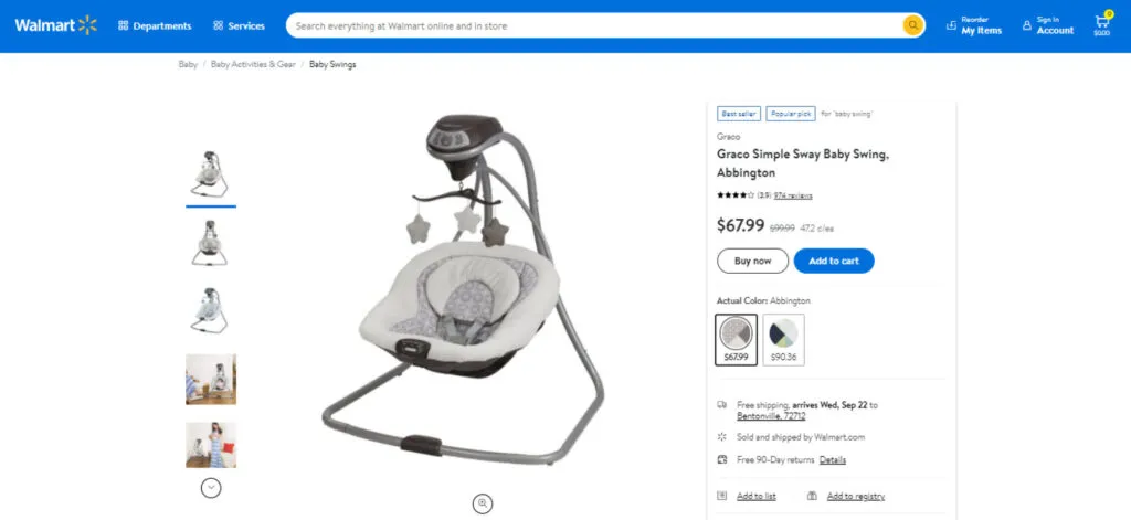 Simple Sway baby swing