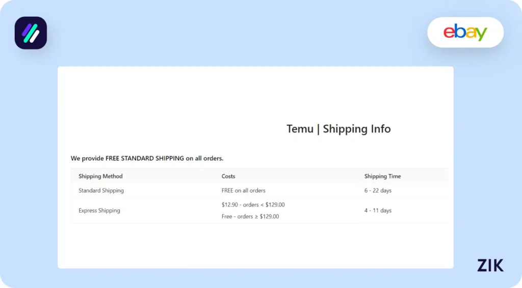 Temu Shipping