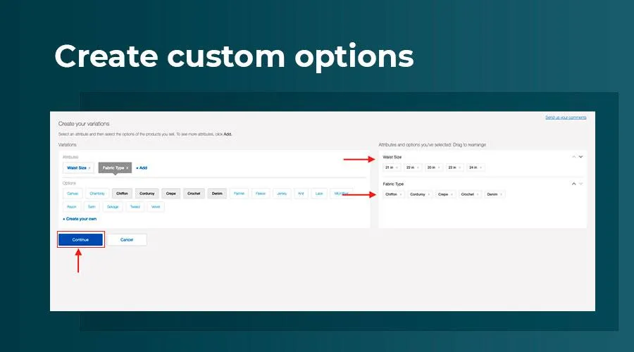 create custom options