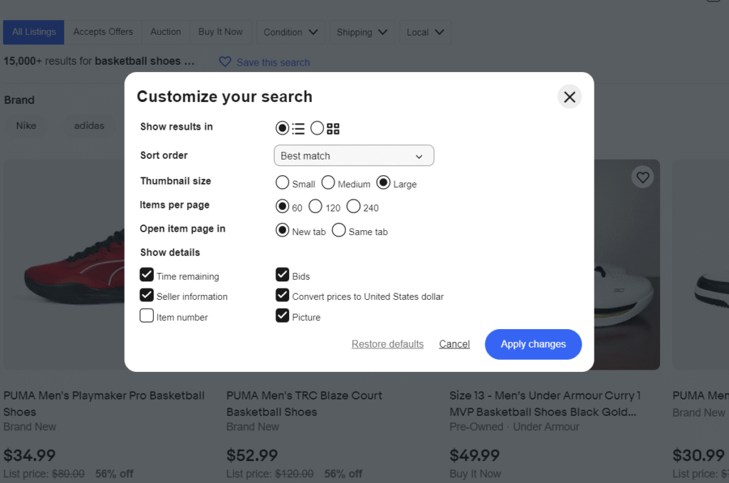 customization window