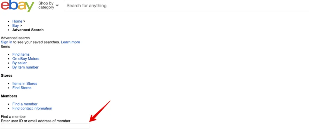 search by email address