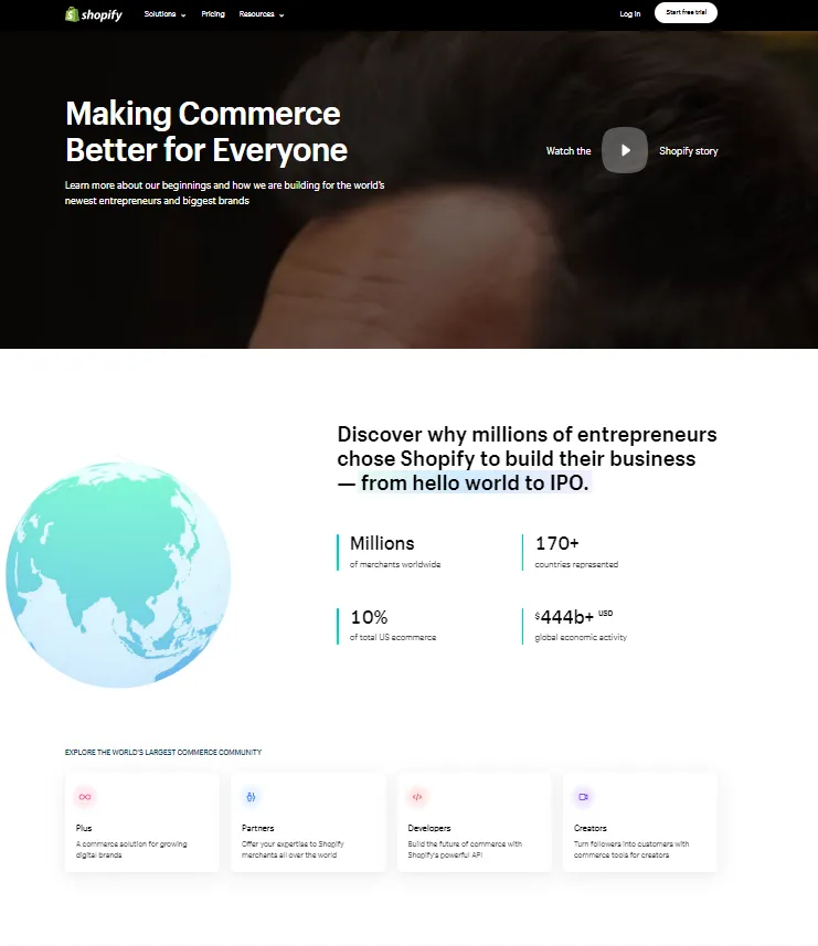 shopify landing page