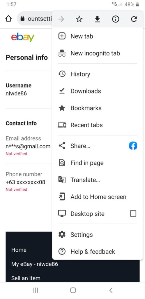 Click Desktop site