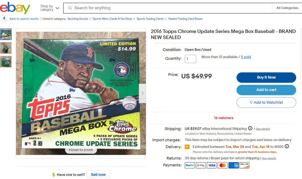 Condition of the Sports Cards