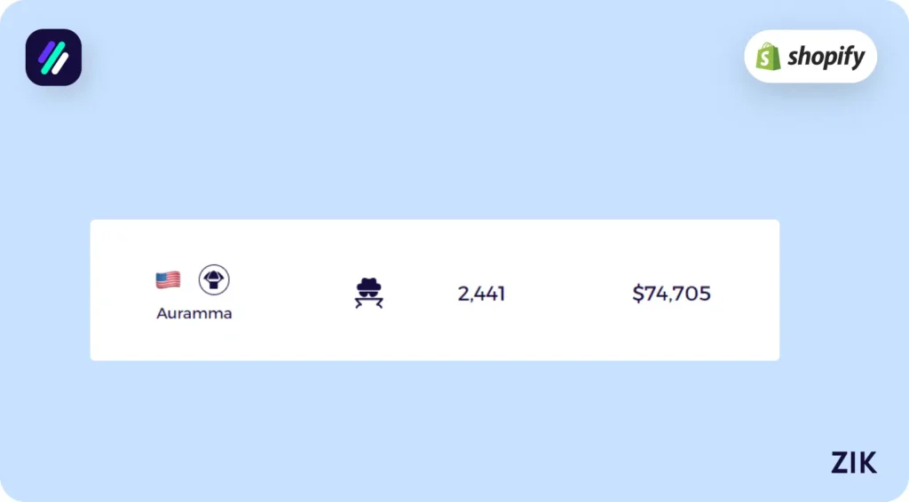 Shopify merchant Auramma