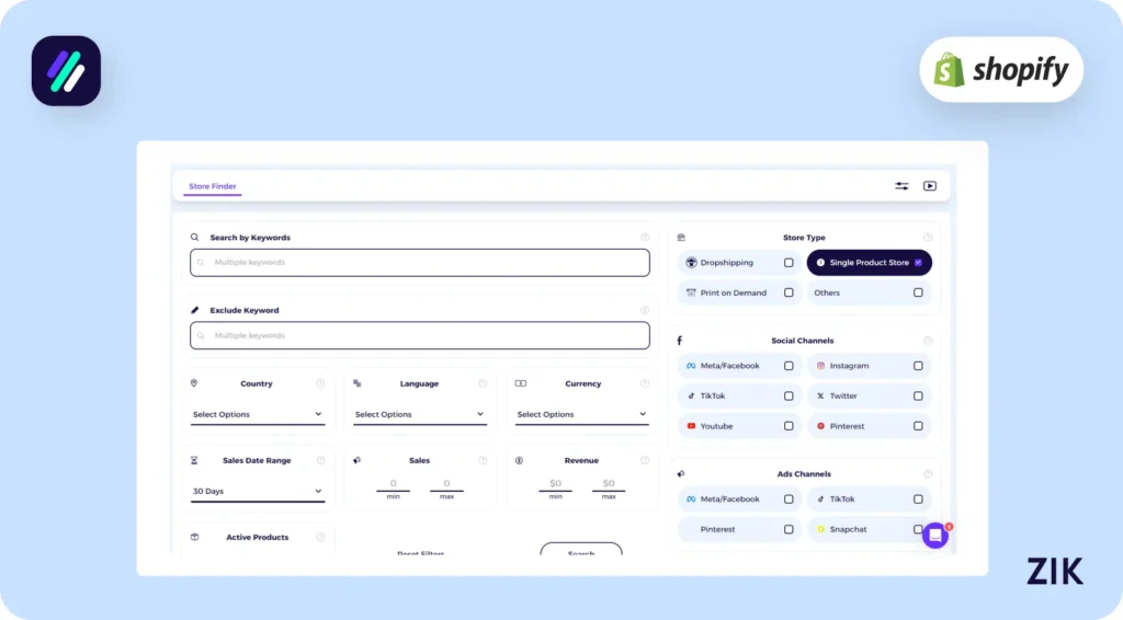Store Finder page