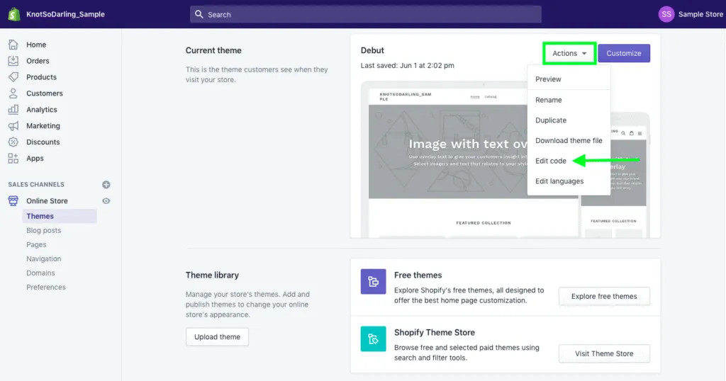 click ‘Edit code’