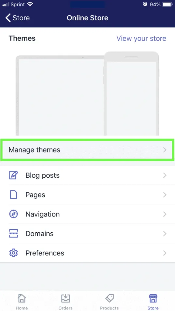 manage themes mobile