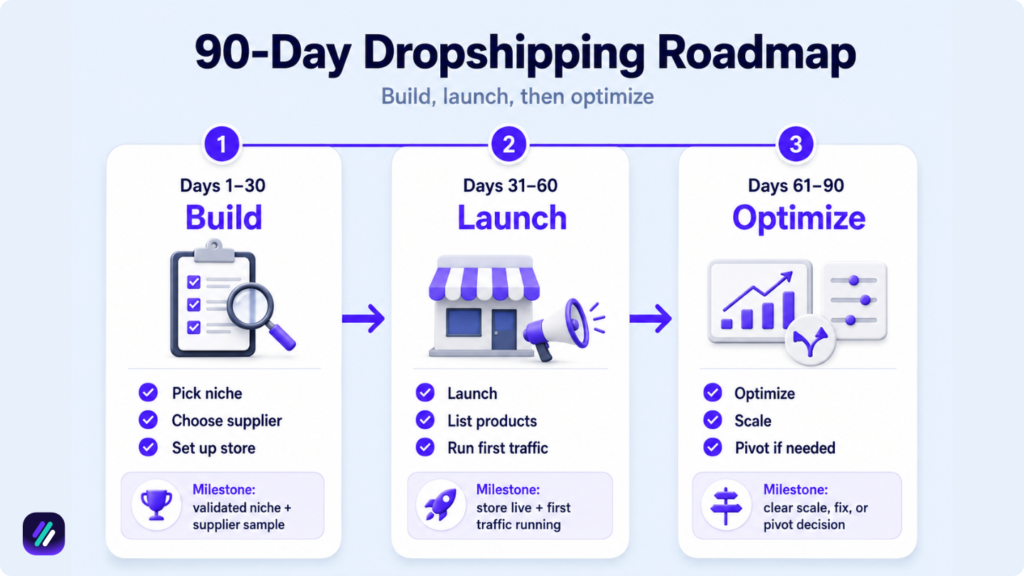 90 day dropshipping side hustle roadmap