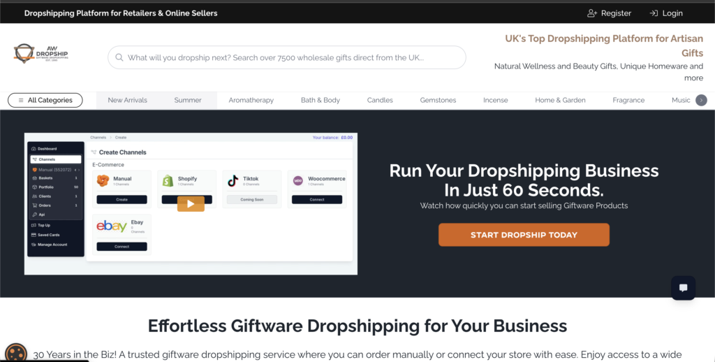 AW Dropship UK dropshipping supplier for eBay homepage