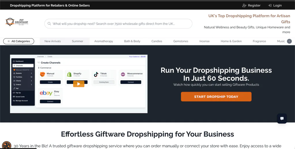 AW Dropship UK dropshipping supplier for eBay homepage