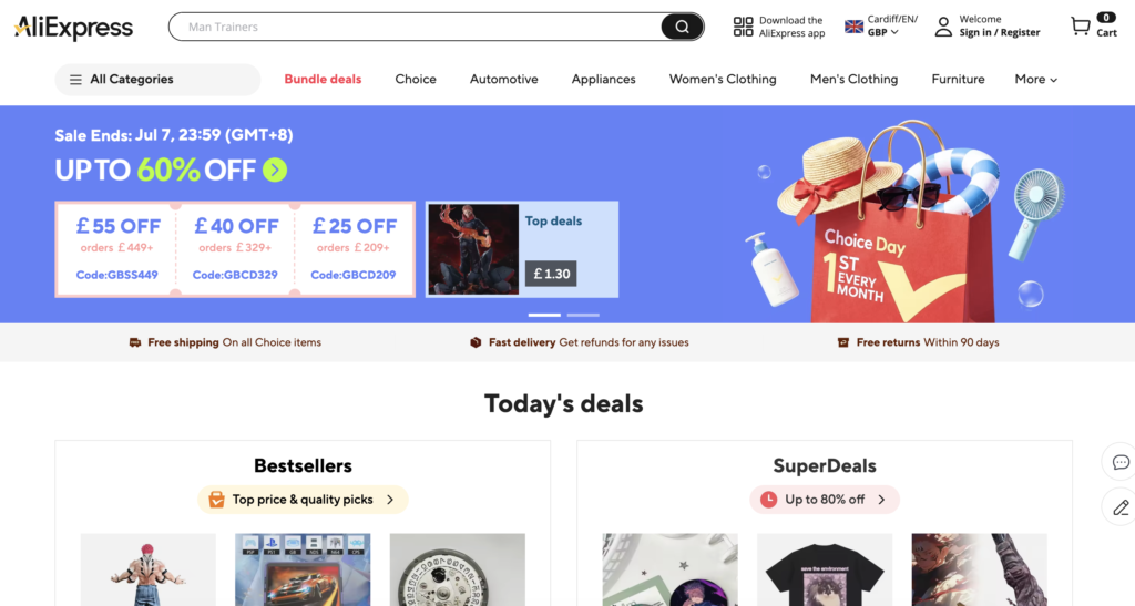 AliExpress UK dropshipping supplier for eBay homepage