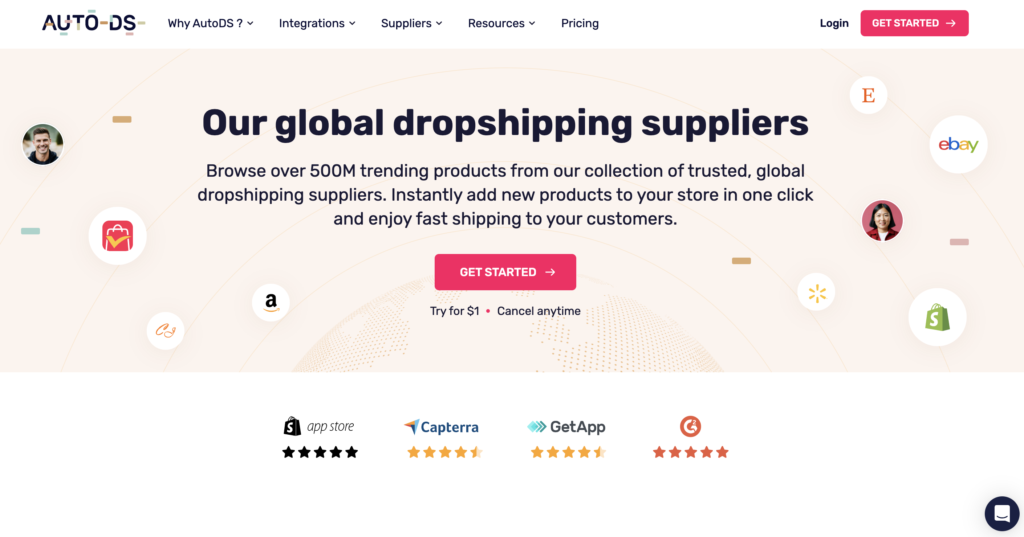 AutoDS UK dropshipping supplier for eBay homepage