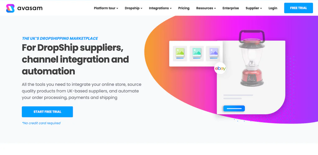 Avasam UK dropshipping supplier for eBay homepage
