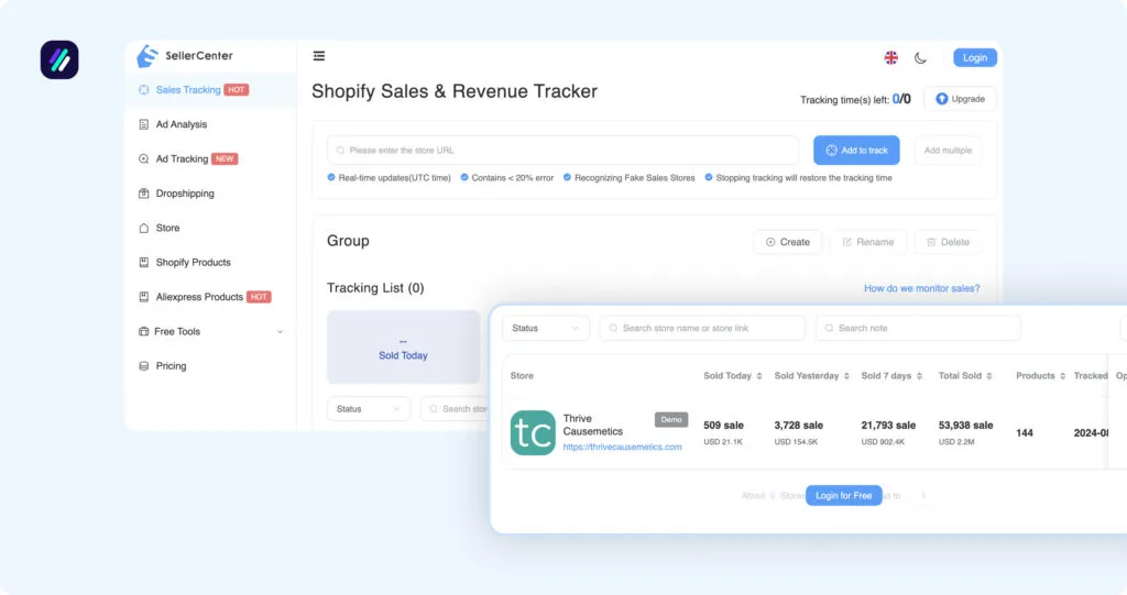 Best Shopify Sales Trackers SellerCenter Dashboard