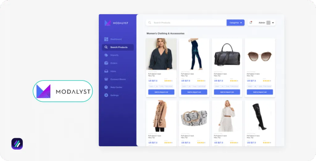 Best Shopify Suppliers modalyst dashboard