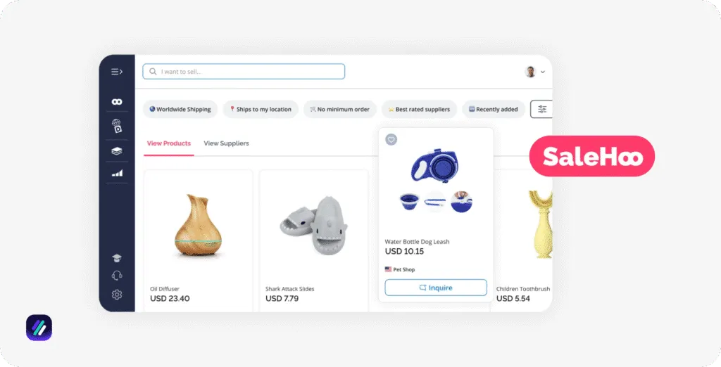 Best Shopify Suppliers salehoo dashboard