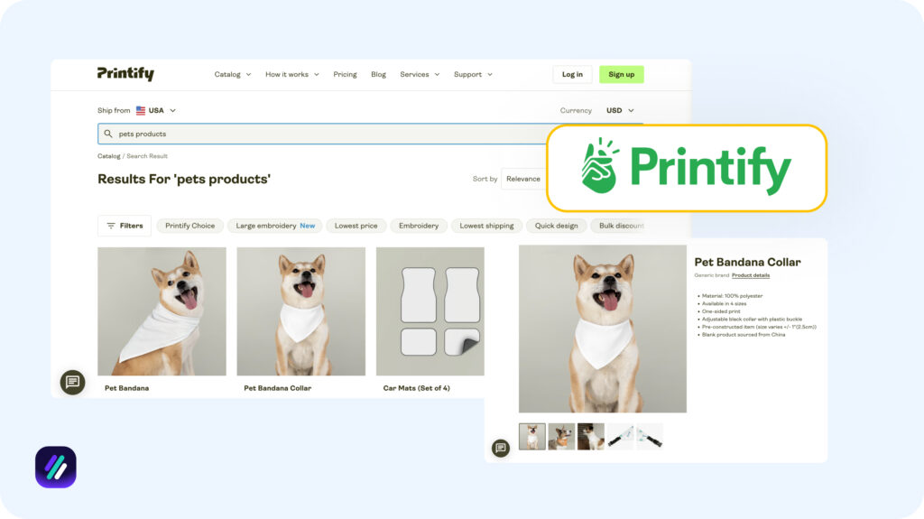 Best dropshipping supplier for pet supplies is Printify