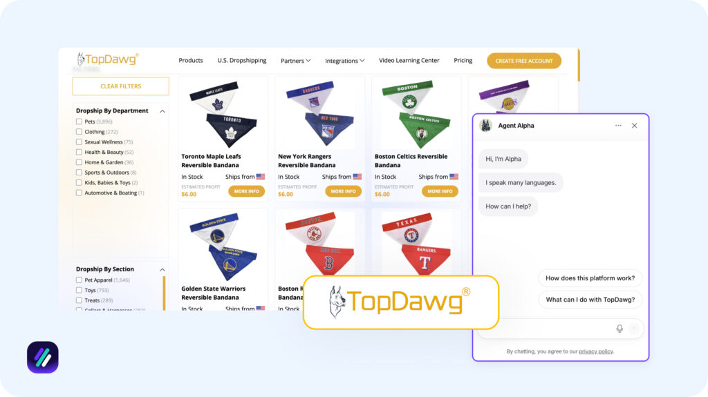Best dropshipping supplier for pet supplies is TopDawg