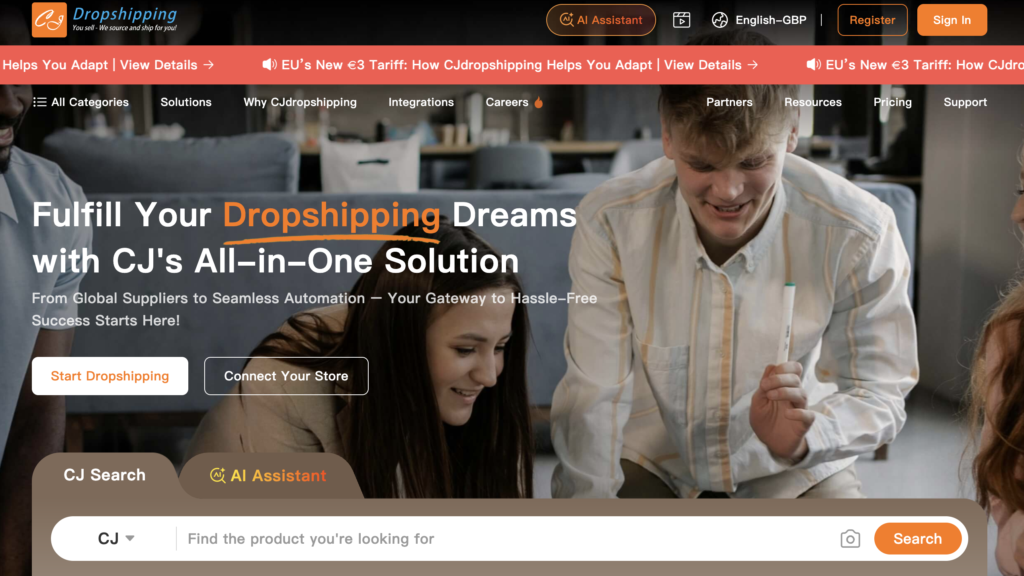 CJ Dropshipping UK dropshipping supplier for eBay homepage