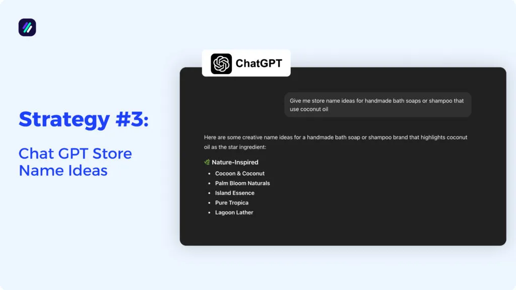 Chat GPT store name ideas