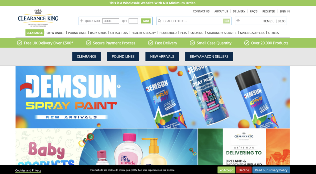 Clearance King UK dropshipping supplier for eBay homepage