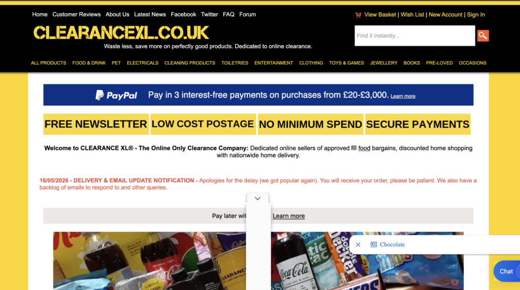 ClearanceXL UK dropshipping supplier for eBay homepage