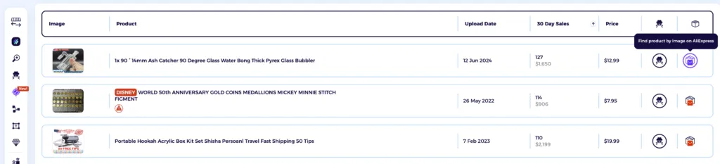 Click on icon to find product by image on AliExpress