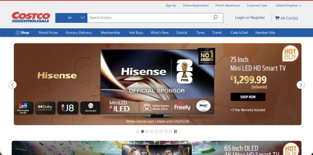 Costco UK UK dropshipping supplier for eBay homepage