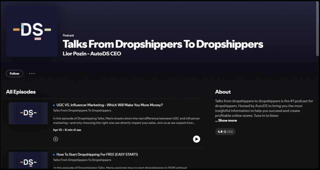 Drop Ship Lifestyle Podcast one of the dropshipping podcasts
