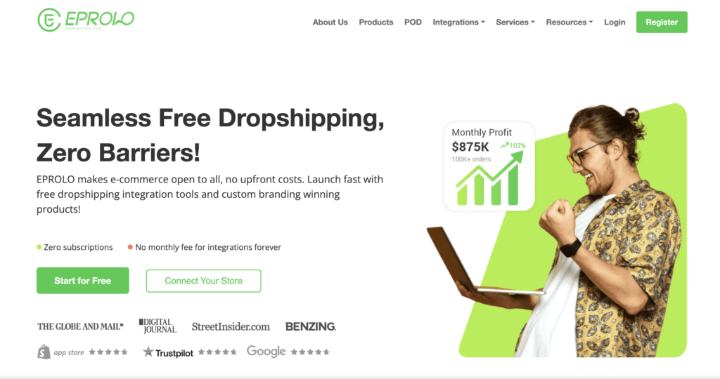 EPROLO UK dropshipping supplier for eBay homepage